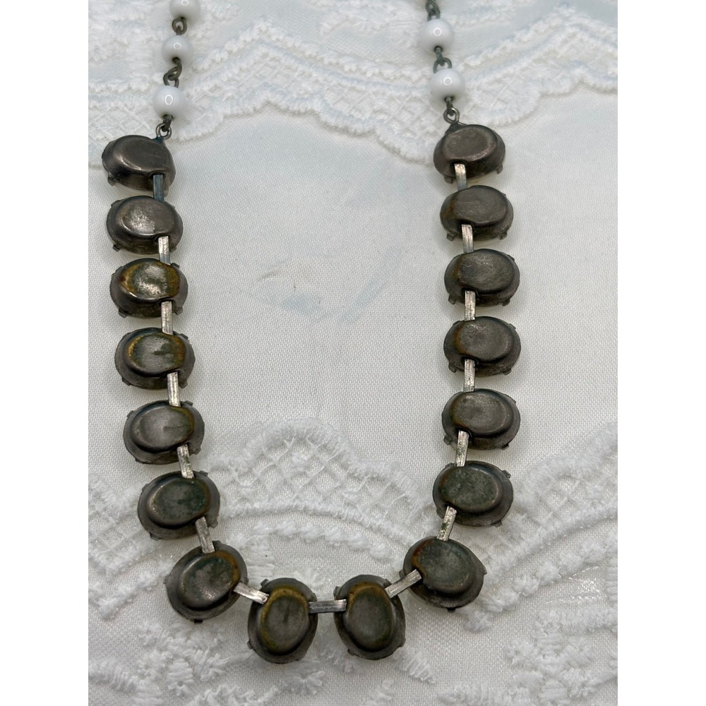 Vintage White Plastic Oval Beaded Necklace Extender Chain Charm READ - Picture 6 of 8